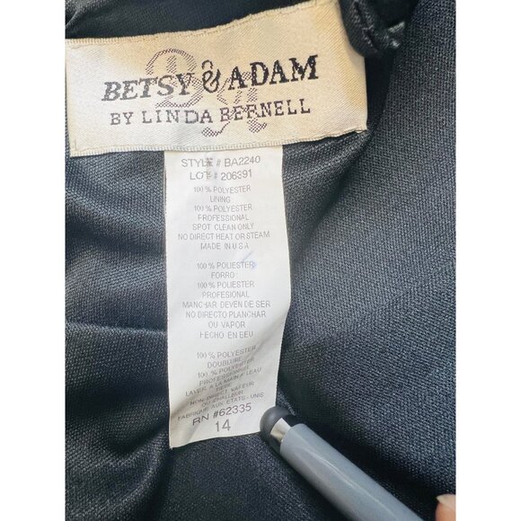 Betsy & Adam By Linda Bernell Black Pleated Dress With Beaded Waistband Size 14 - Picture 3 of 3